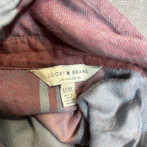 Lucky Brand Flannel Shirt Gray Mauve Plaid - Picture 4 of 4